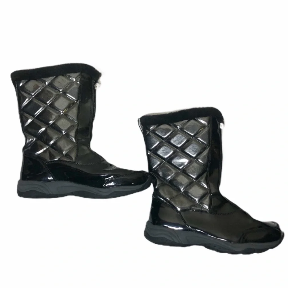 Khombu Quilted Snow Boots Sz 6 Black Women’s Shoes Faux Fur
